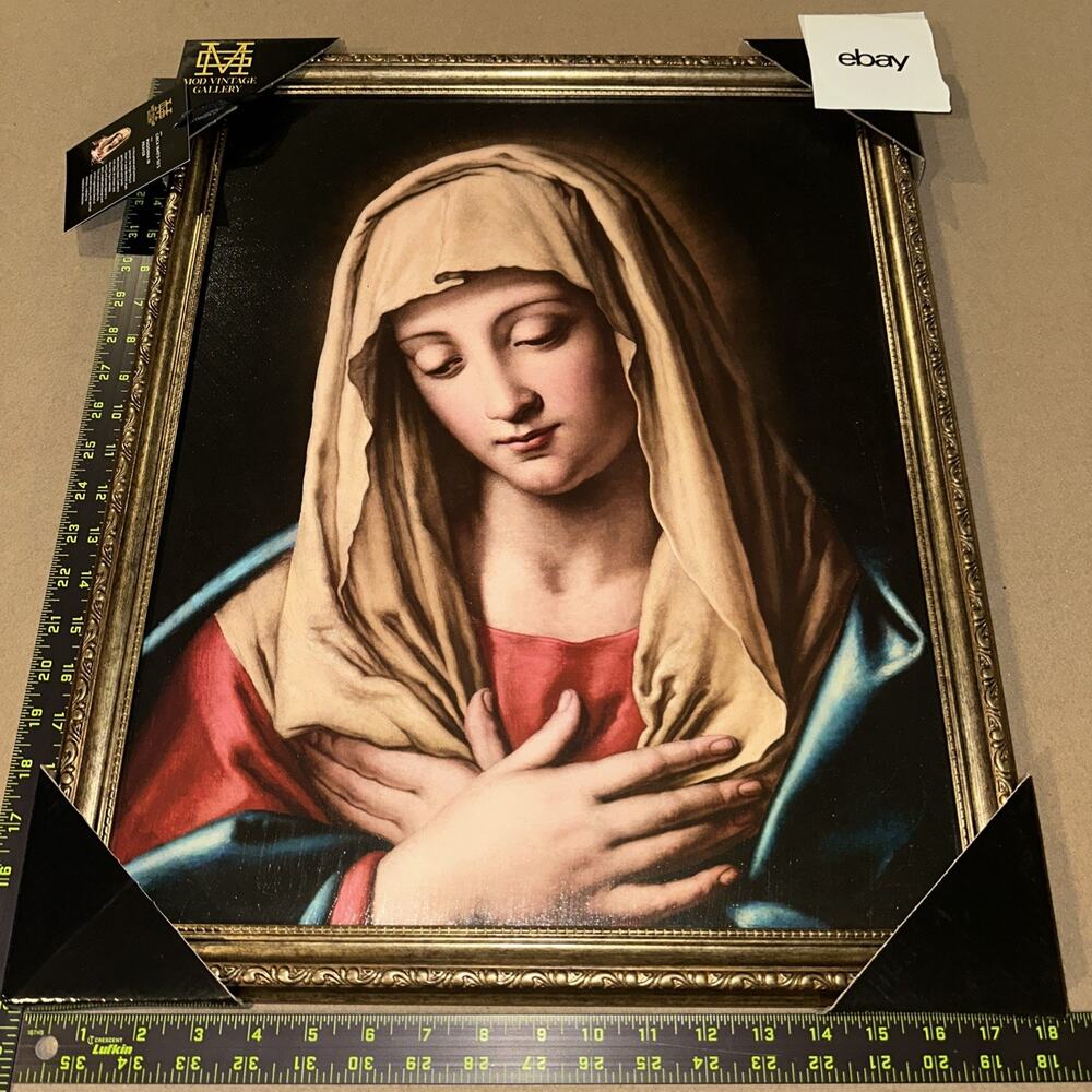 Vintage framed print of the painting "The Virgin in Prayer" 18x22 Circa 1640’s